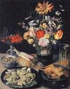 Georg Flegel Style life table with flowers, Essuaren and Studenglas Spain oil painting reproduction